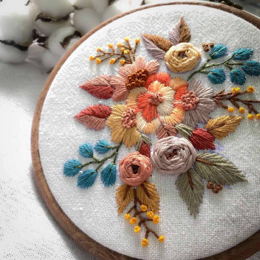 Floral Embroidery Hoop Art